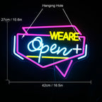 WE ARE Open + – Geometrinen reunus – LED-neonvalomainos (5 V USB)