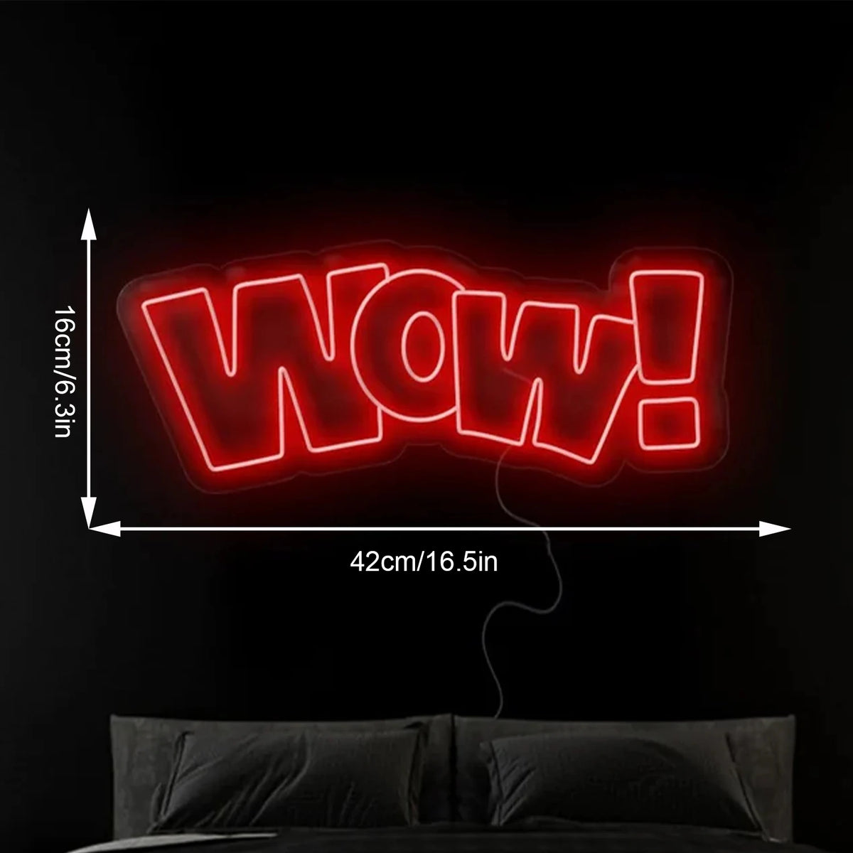 WOW – Sarjakuvamainen räjähdyskuvio, uusi malli – LED-neonkyltti (5 V USB)