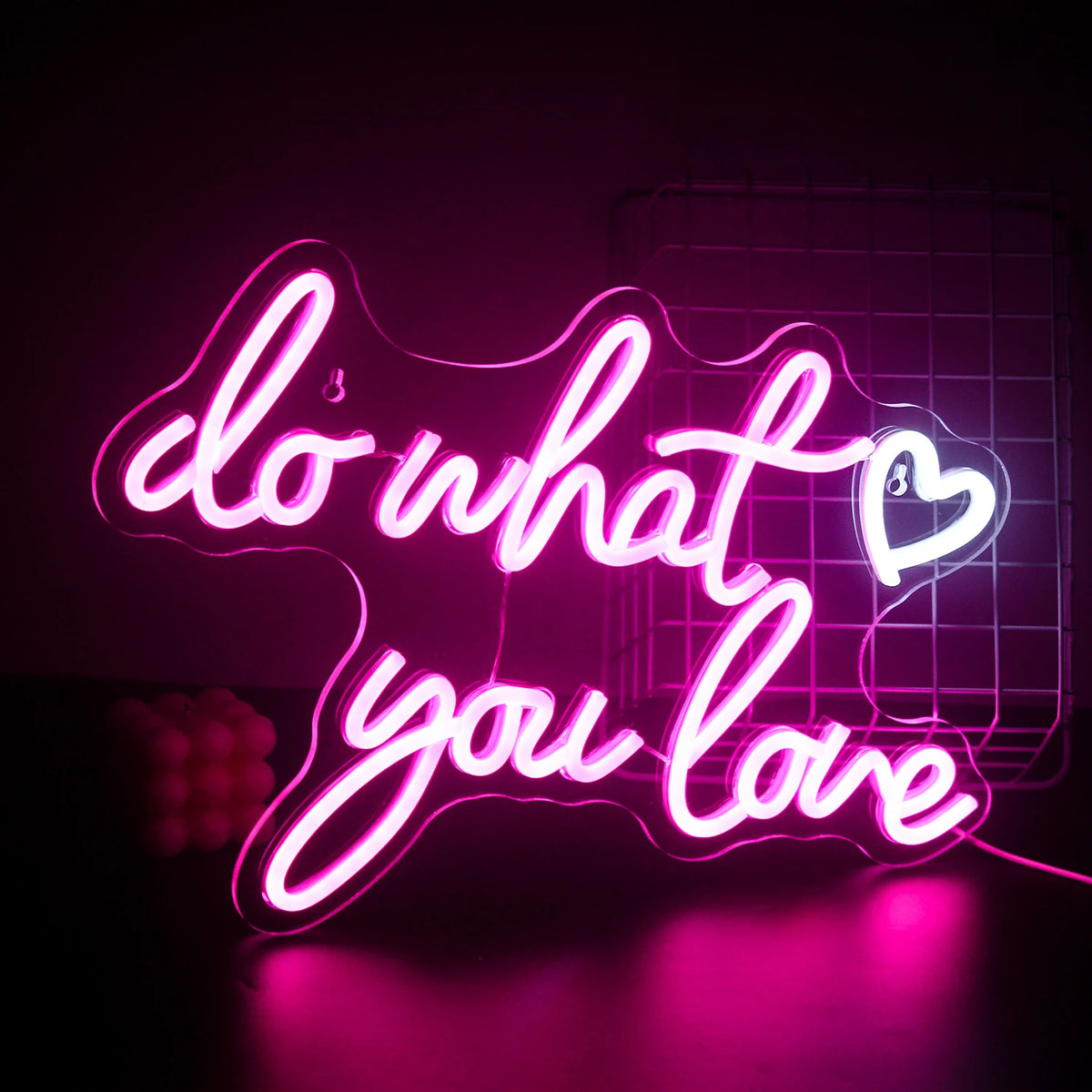 Do What You Love – Sydän – LED-neonkyltti (5 V USB)
