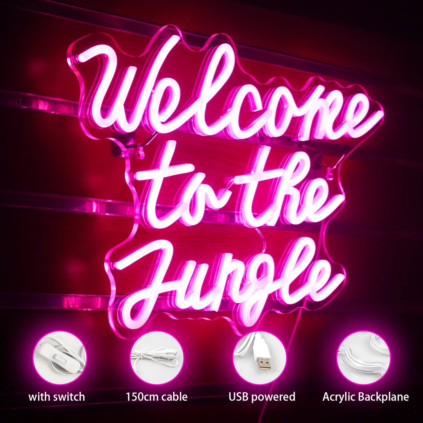 Welcome to the Jungle 5V Mini USB LED Neon Sign - Budget Friendly