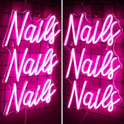 Nails Nails Nails – LED-ljusskylt (5 V USB)