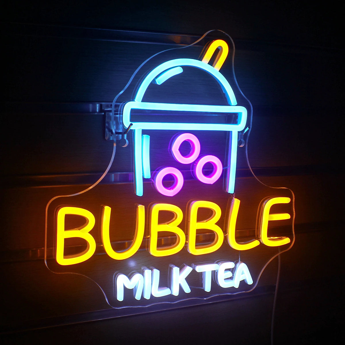 BUBBLE MILK TEA – Kuplateekuppi – LED-neonvalomainos (5 V USB)