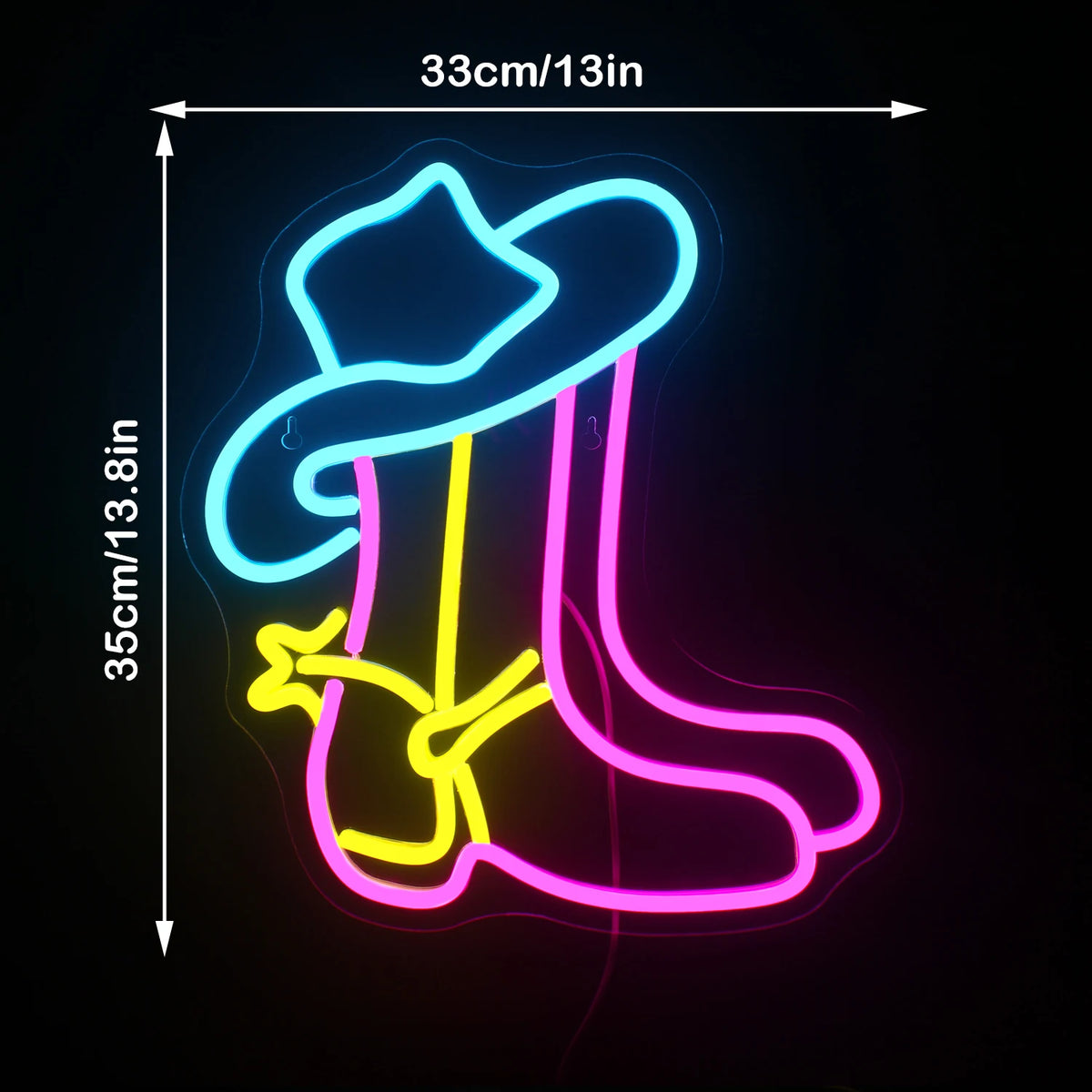 Cowboysaapas – LED-neonkyltti (5 V USB)