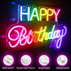 HAPPY Birthday – Värikkäät LED-kirjaimet – valokyltti (5 V USB)