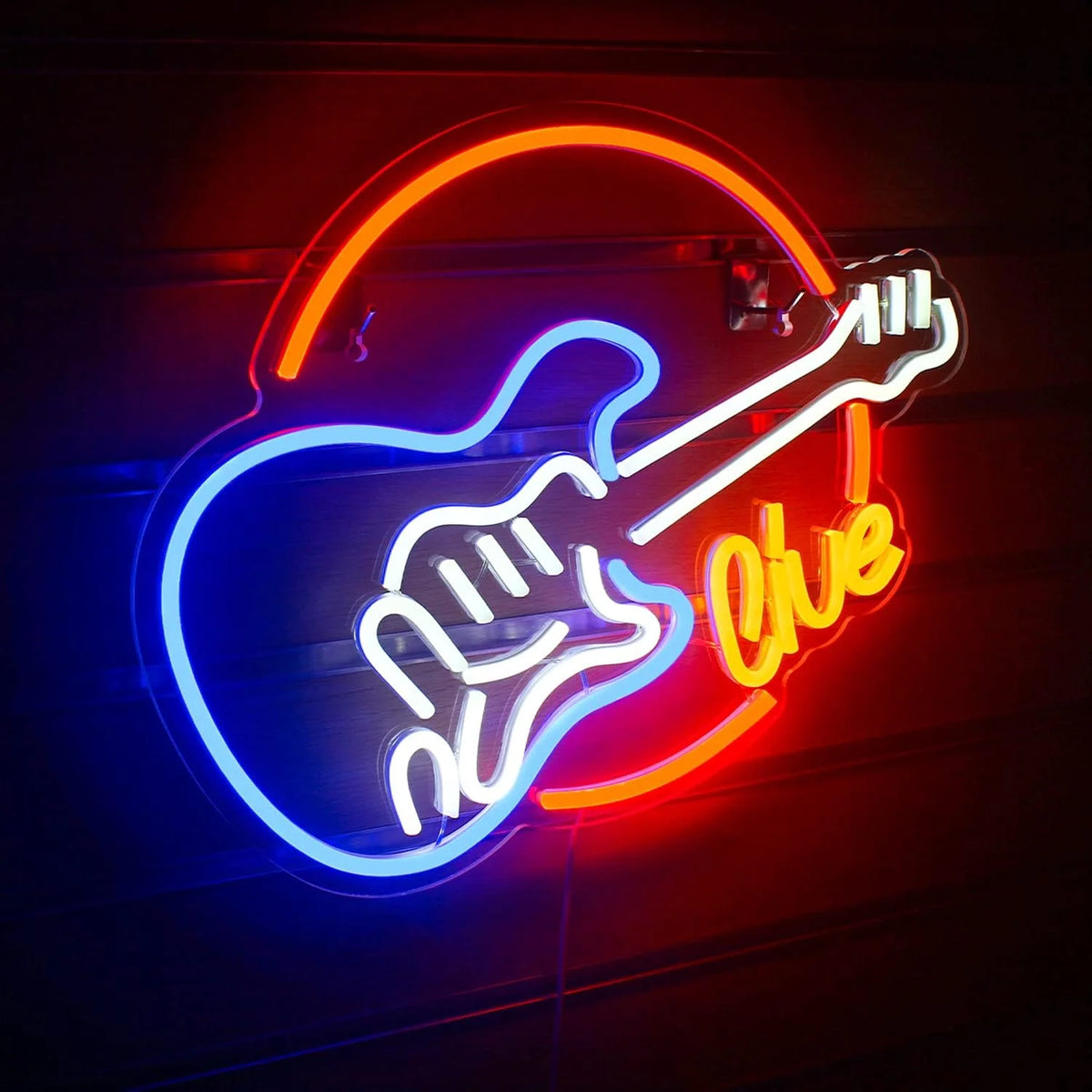Live – Sähkökitara – LED-neonkyltti (5 V USB)