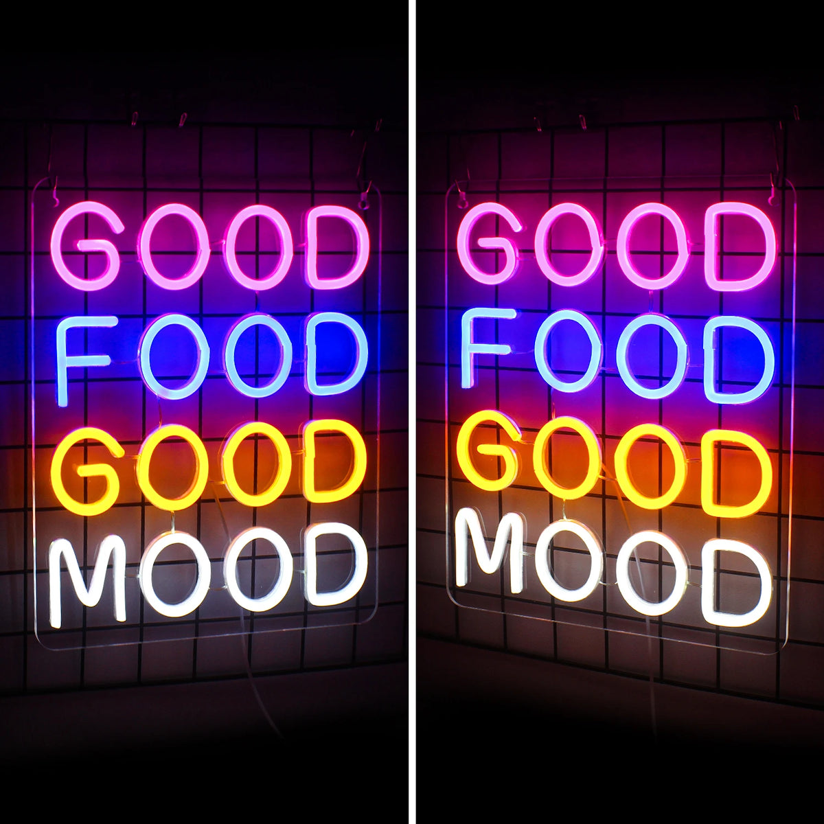 Good Food Good Mood – LED-neonvalomainos (5 V USB)