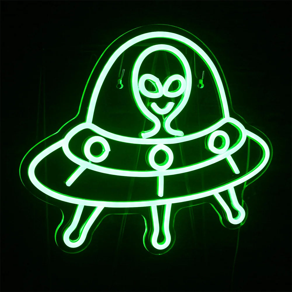 Green Alien 5V Mini USB LED Neon Sign - Budget Friendly