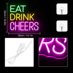 Eat Drink Cheers – LED-neonvalomainos (5 V USB)