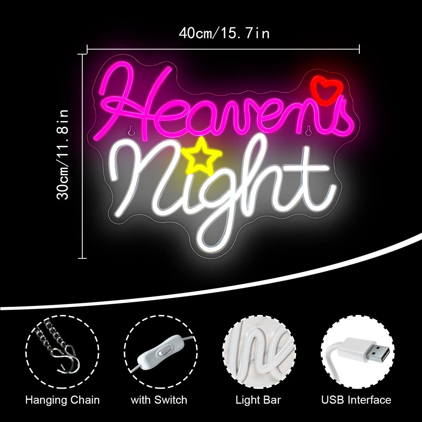 Heavens Night 5V Mini USB LED Neon Sign - Budget Friendly