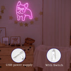 Vaaleanpunainen koira – LED-neonkyltti (5 V USB)