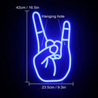 Rock-käsimerkki – LED-neonkyltti (5 V USB)