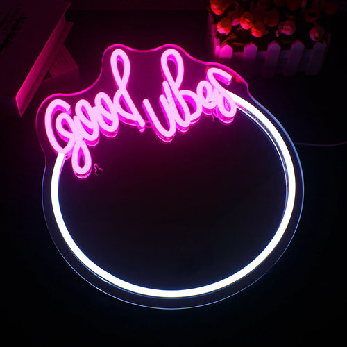 Good Vibes Mirror – LED-neonkyltti (5 V USB)