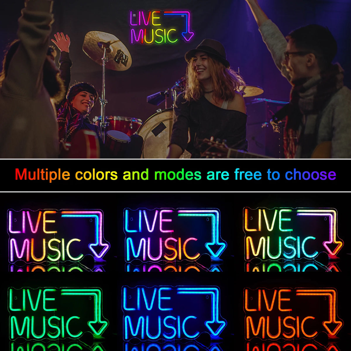 Live Music – Nuoli – LED-neonkyltti (5 V USB)