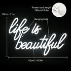 Life is beautiful – LED-neonskylt (5 V USB)