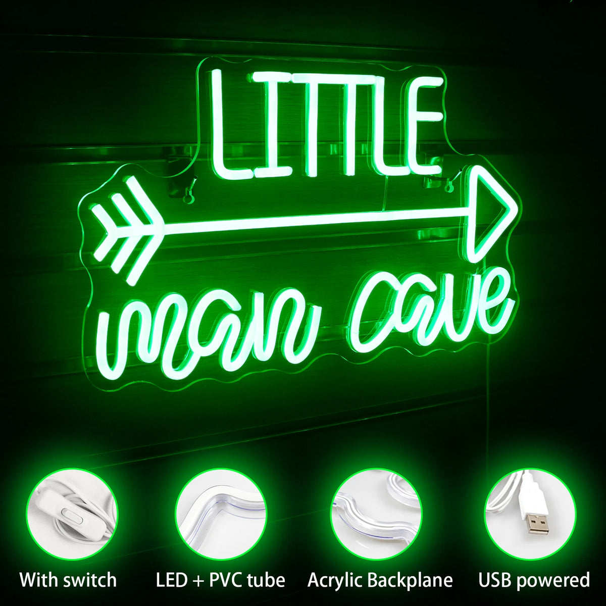 LITTLE man cave – Nuoli – LED-neonkyltti (5 V USB)