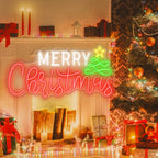 Merry Christmas – Joulukuusi ja tähti – LED-neonkyltti (5 V USB)