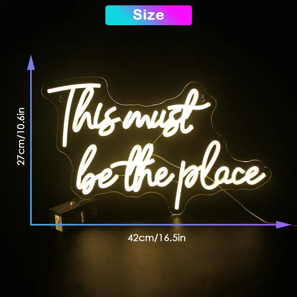 This must be the place 5V Mini USB LED Neon Sign - Budget Friendly