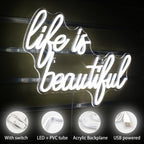 Life is beautiful – LED-neonskylt (5 V USB)