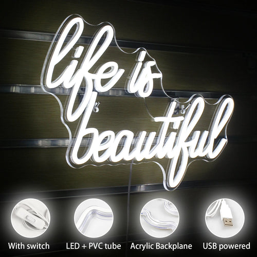 Life is beautiful – LED-neonkyltti (5 V USB)