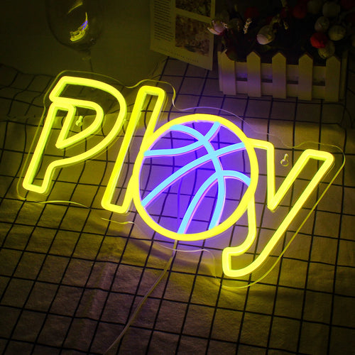 Play – Koripallo A-kirjaimen tilalla – LED-neonkyltti (5 V USB)