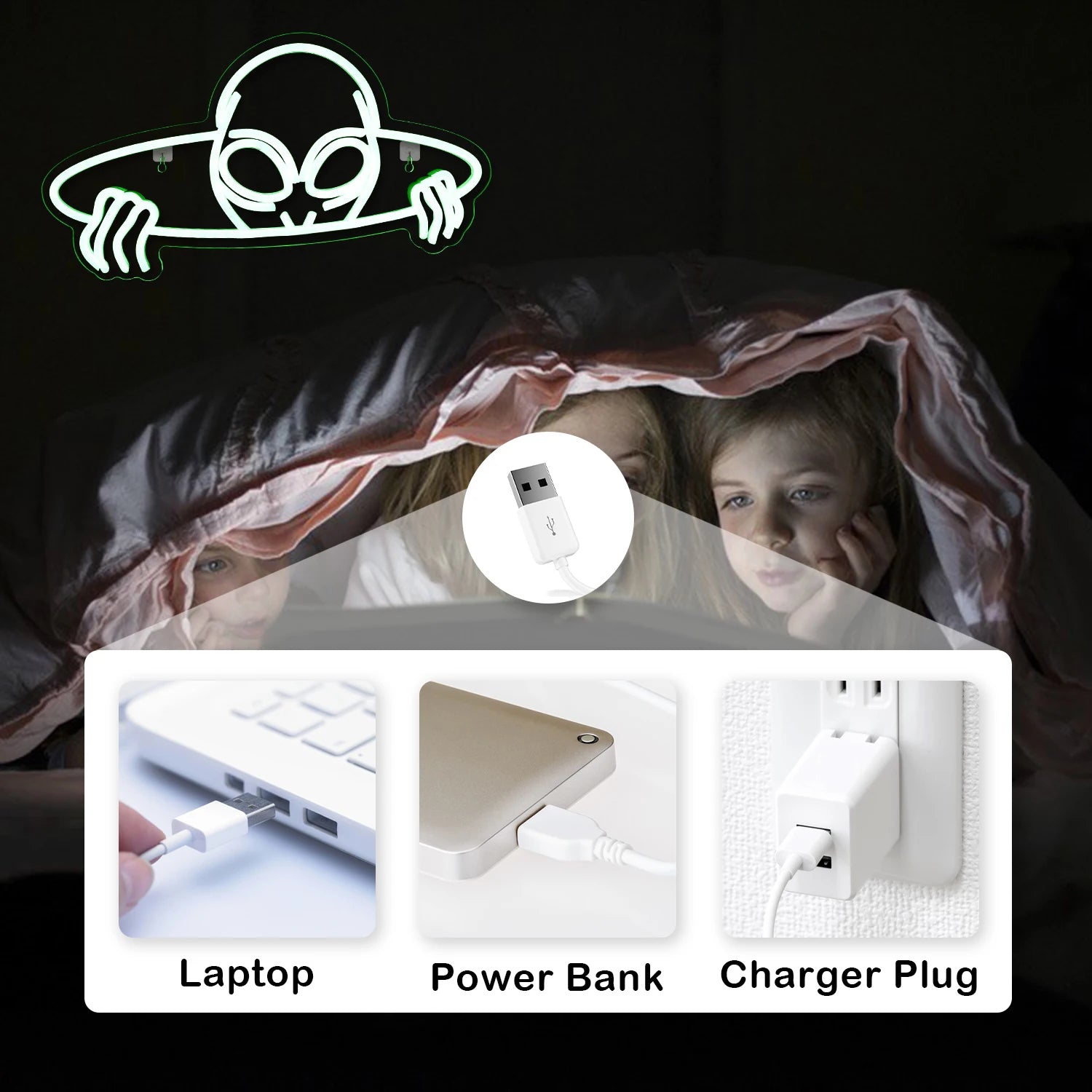 Alien 5V USB LED Neon Kyltti - Edullinen
