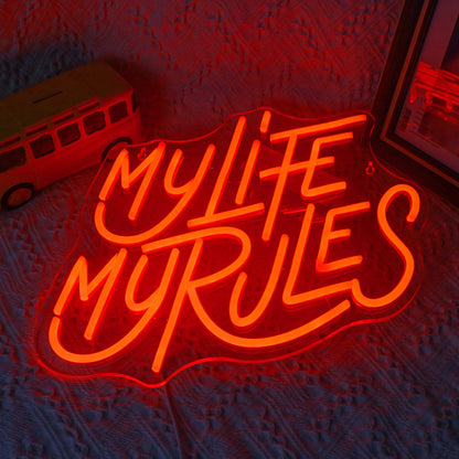 My Life My Rules 5V Mini USB LED Neon Sign - Budget Friendly