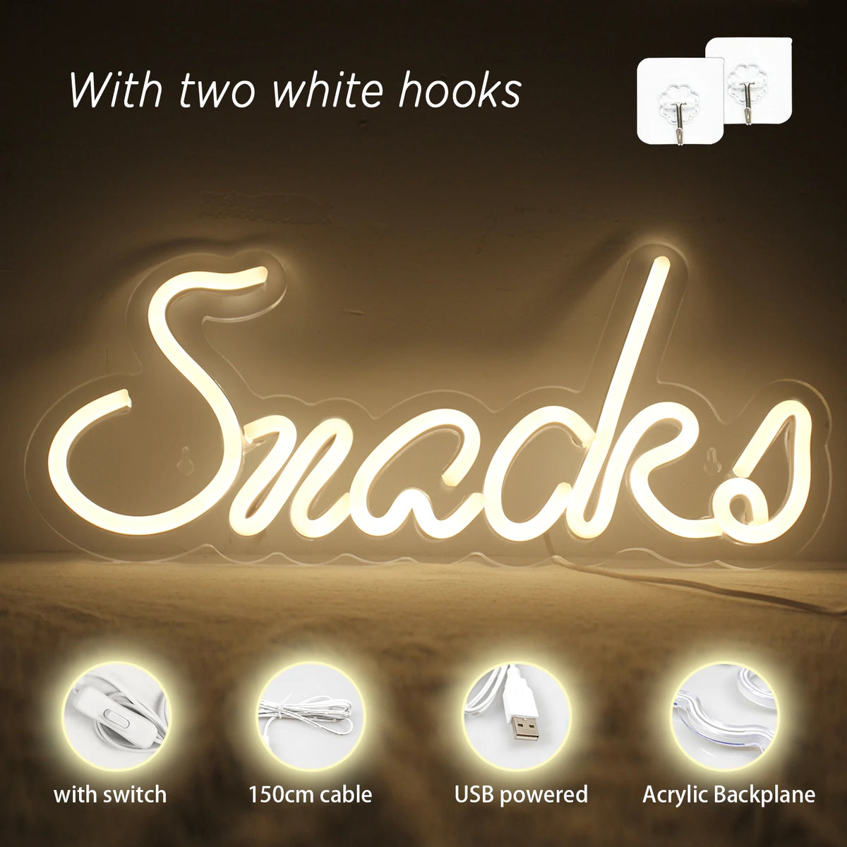 Snacks – LED-neonvalomainos (5 V USB)