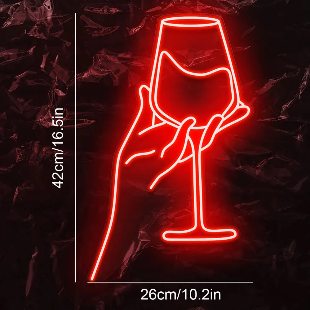 Red Wine Glass 5V Mini USB LED Neon Sign - Budget Friendly