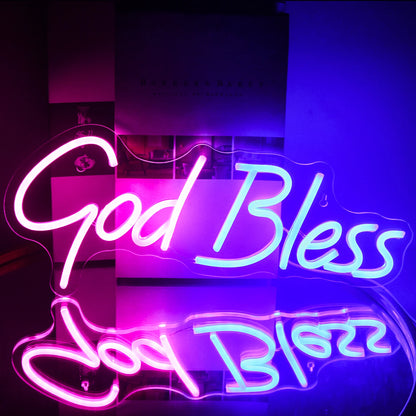 God Bless 5V Mini USB LED Neon Sign - Budget Friendly