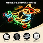 Rullalautaileva koira – LED-neonkyltti (5 V USB)