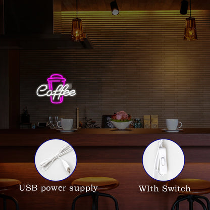 Coffee 5V Mini USB LED Neon Sign - Budget Friendly