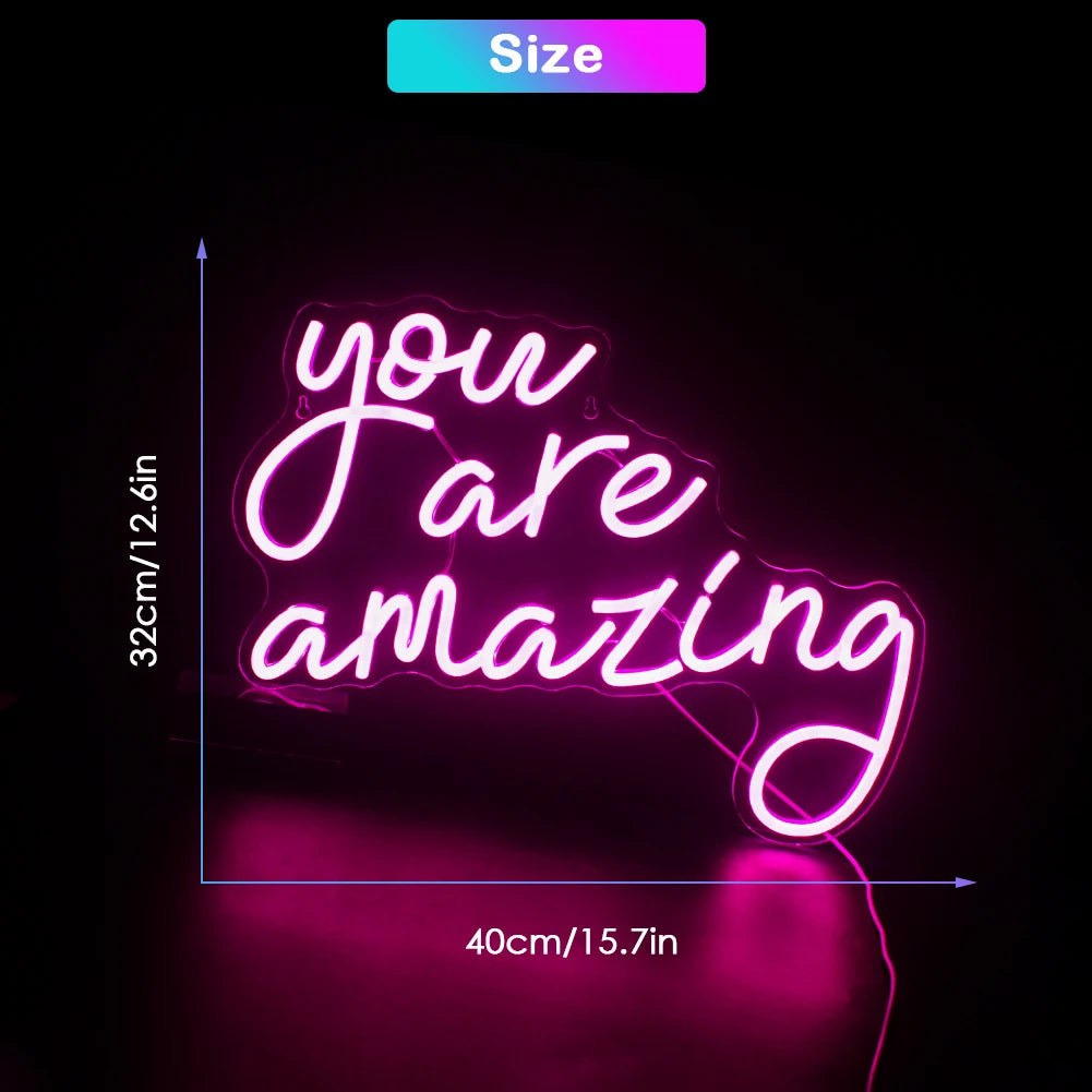 You Are Amazing 5V Mini USB LED Neon Sign - Budget Friendly