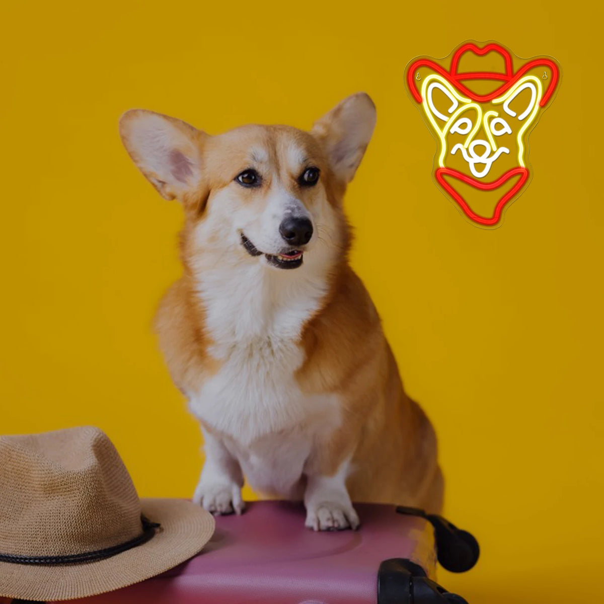 Cowboy-corgi – LED-neonkyltti (5 V USB)