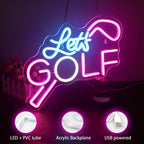Let's GOLF – Golfklubba – LED-neonskylt (5 V USB)