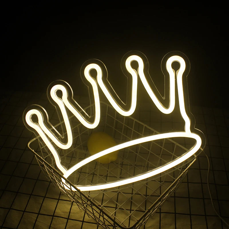 Crown Shaped 5V Mini USB LED Neon Sign - Budget Friendly