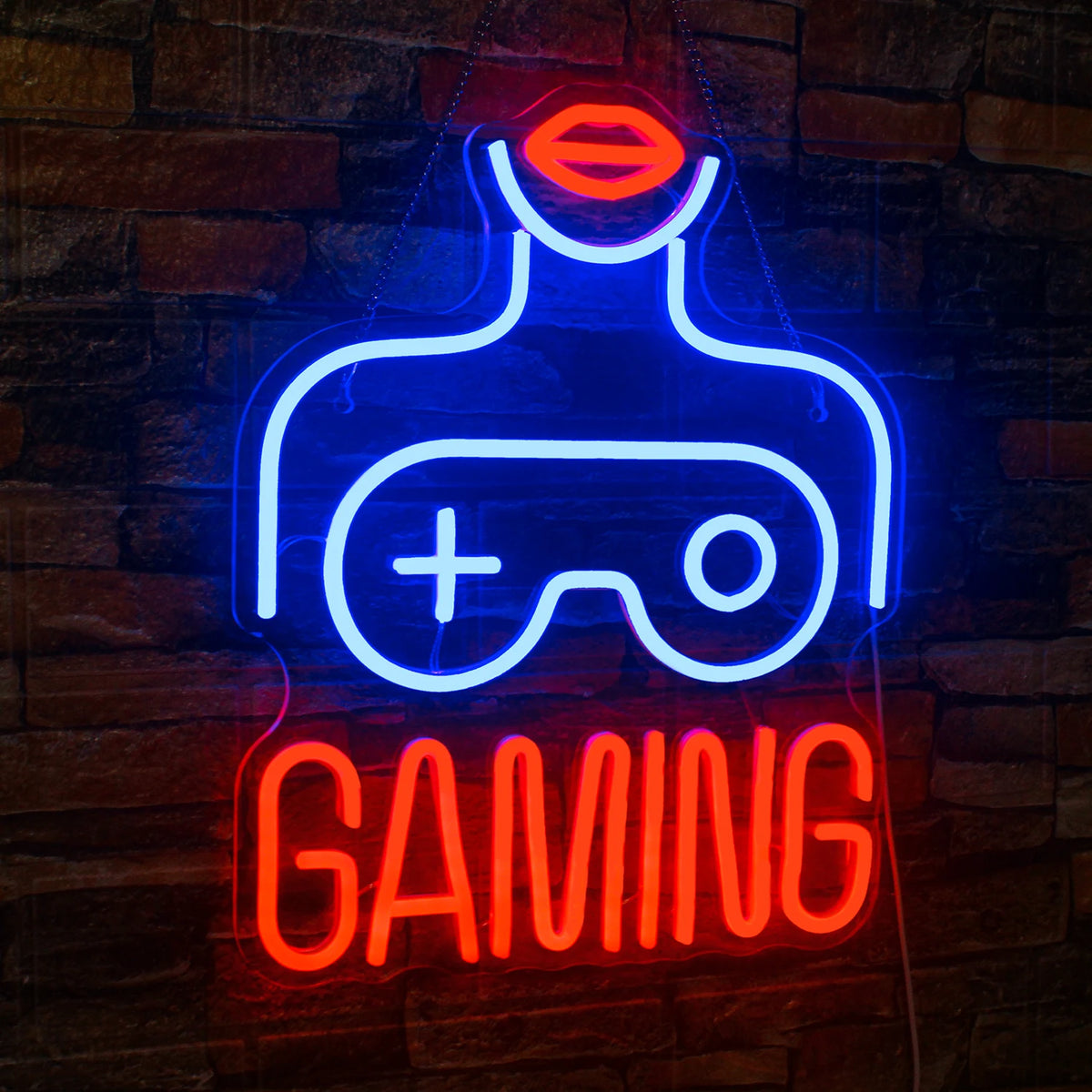 GAMING – Nainen ja peliohjain – LED-neonkyltti (5 V USB)