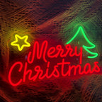Kuvassa on eloisa "Merry Christmas" LED-valokuva.