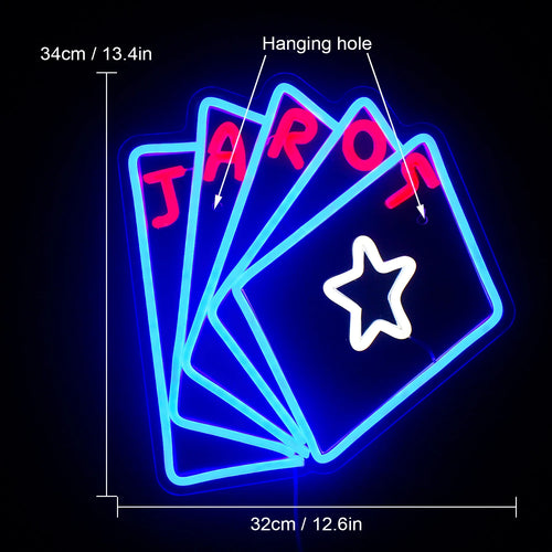 TAROT – Kortit ja tähti – LED-neonkyltti (5 V USB)