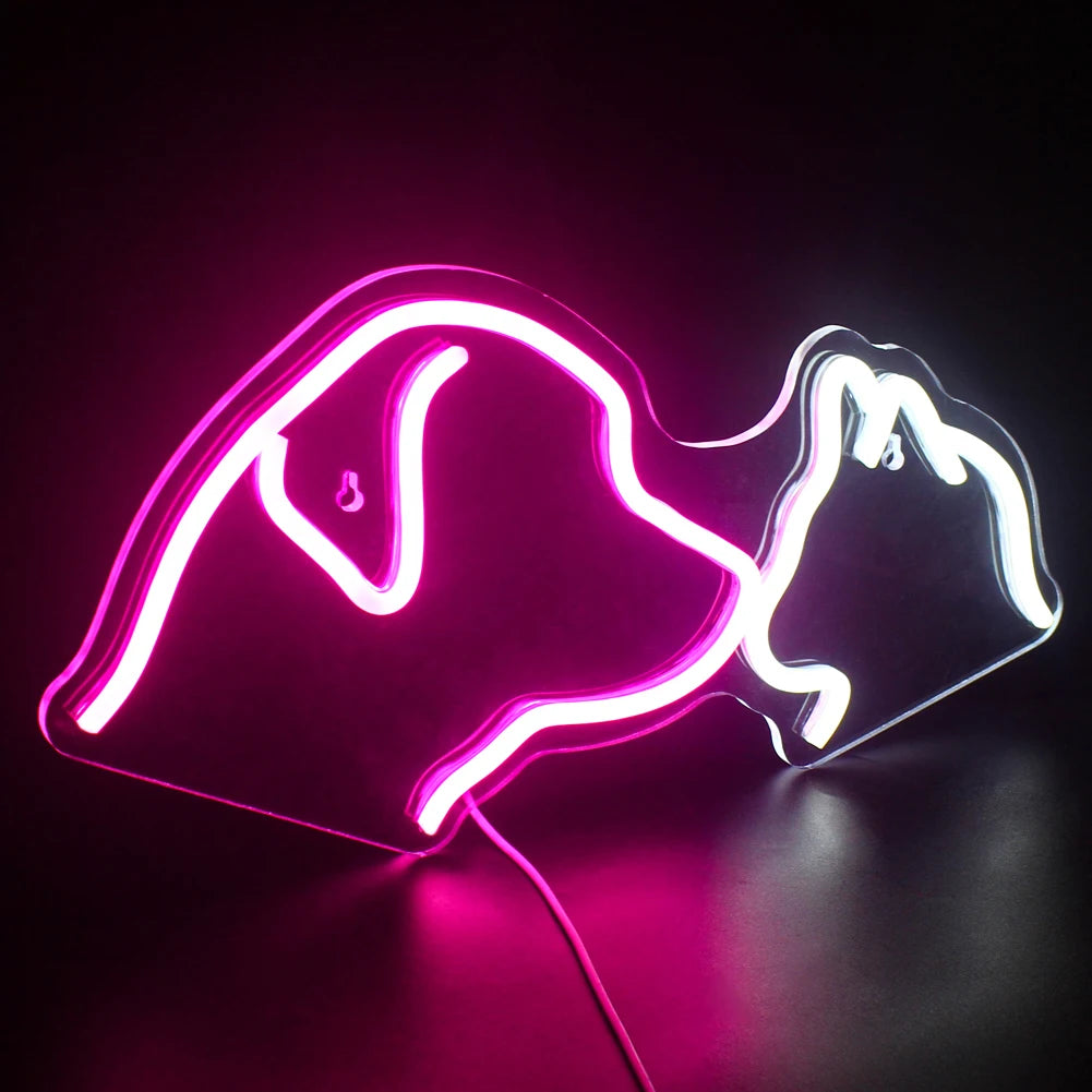 Koira ja kissa – LED-neonkyltti (5 V USB)