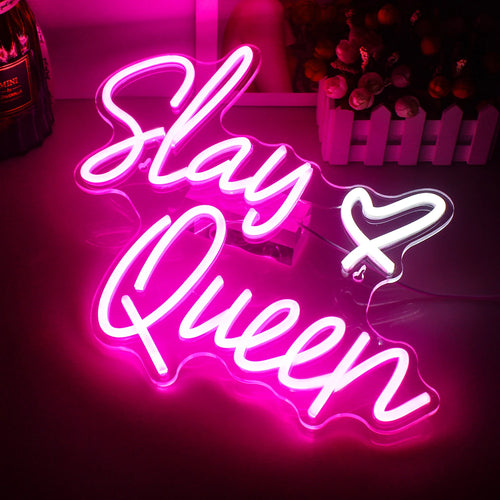 Slay Queen – Sydän – LED-neonkyltti (5 V USB)