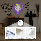 Purple Skull 5V USB LED Neon Sign - Budget Friendly