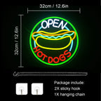 OPEN HOT DOGS – Hot dog – LED-neonvalomainos (5 V USB)