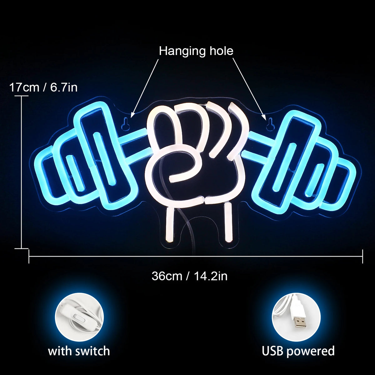 Barbell Weightlifting – LED-neonkyltti (5 V USB)