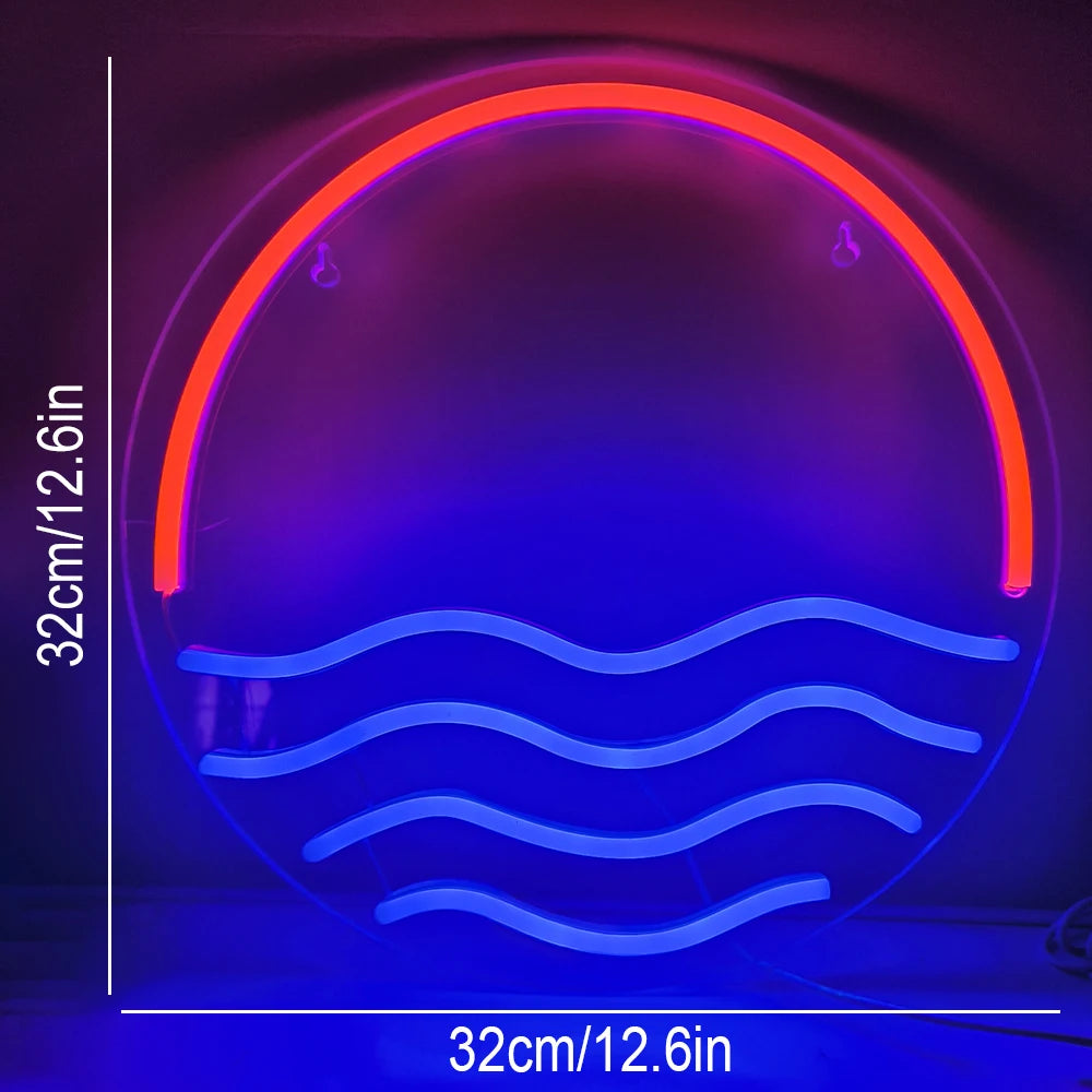 Sunset & Sea 5V Mini USB LED Neon Sign - Budget Friendly