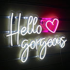 Hello Gorgeous – Sydän – LED-neonvalomainos (5 V USB)