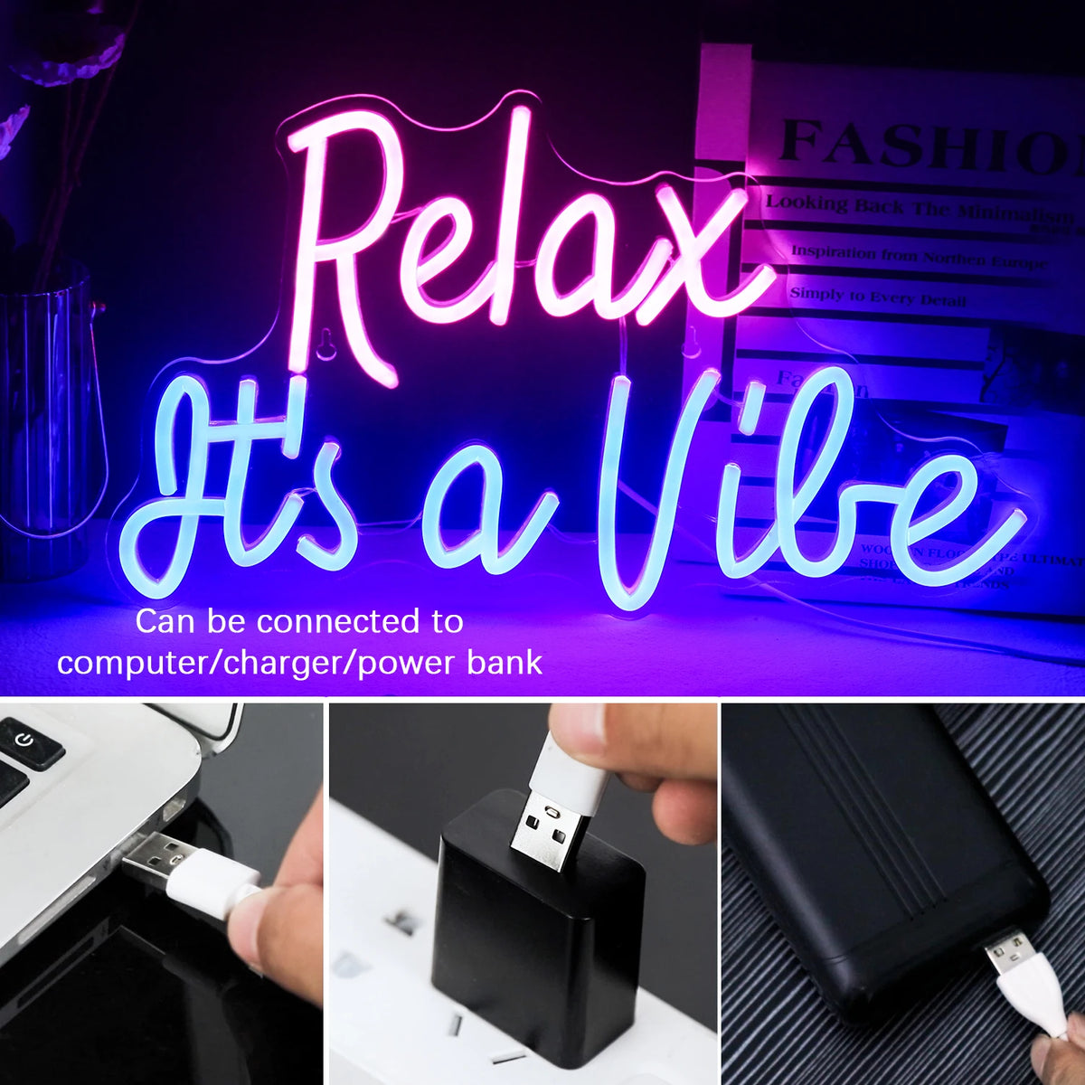 Relax It's a Vibe – LED-neonkyltti (5 V USB)