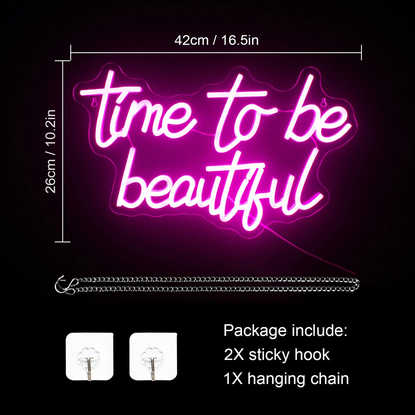 Time to be beautiful 5V Mini USB LED Neon Sign - Budget Friendly