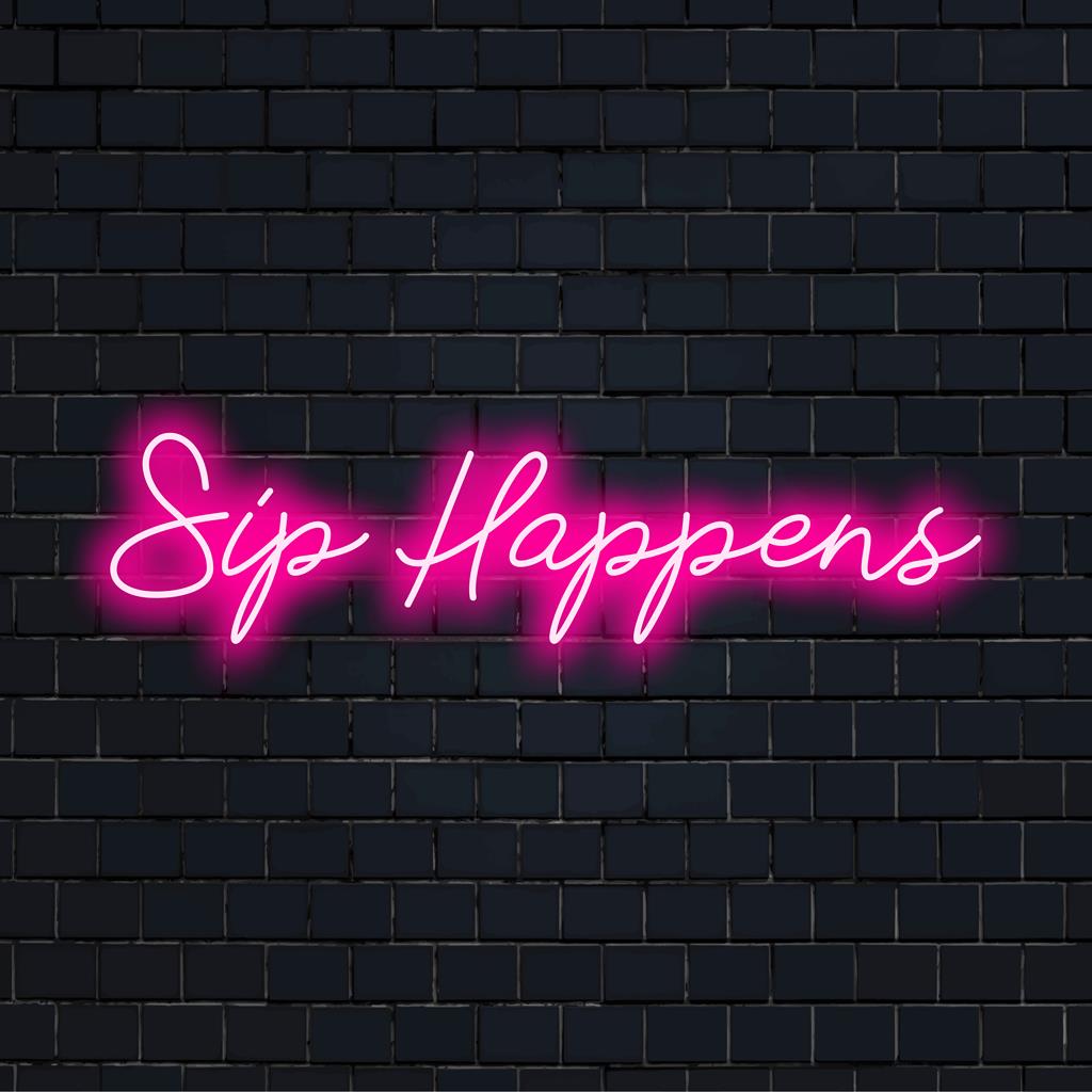 Sip Happens LED-kyltti, tyylikäs neonsisustus. Mukautettu LED-design, eloisa hehku, joka on täydellinen lisäämään huumoria mihin tahansa tilaan.