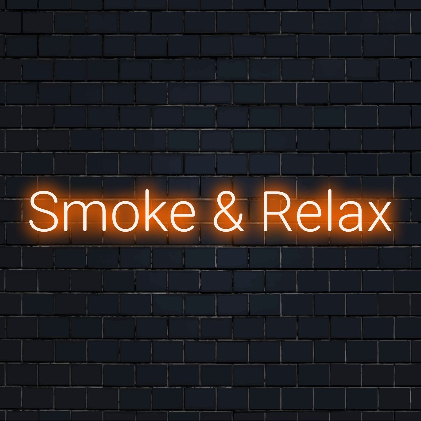 Mukautettu LED-neonkyltti Smoke & Relax tyylikkäällä käsikirjoituksella, täydellinen neonvalosisustus rentoon tunnelmaan.