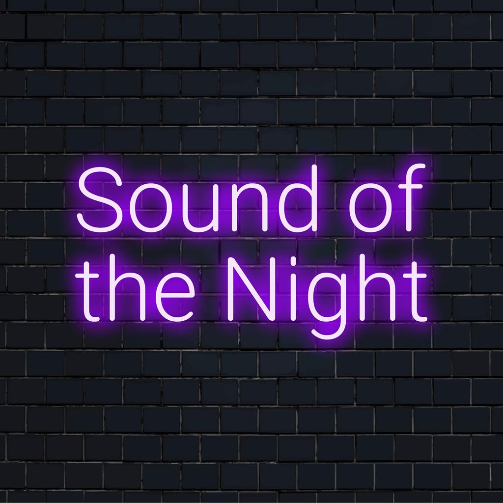 Sound Of The Night -niminen LED-valokuva, joka esittelee eloisaa valotaidetta, joka on täydellinen yksilölliseen sisustukseen.